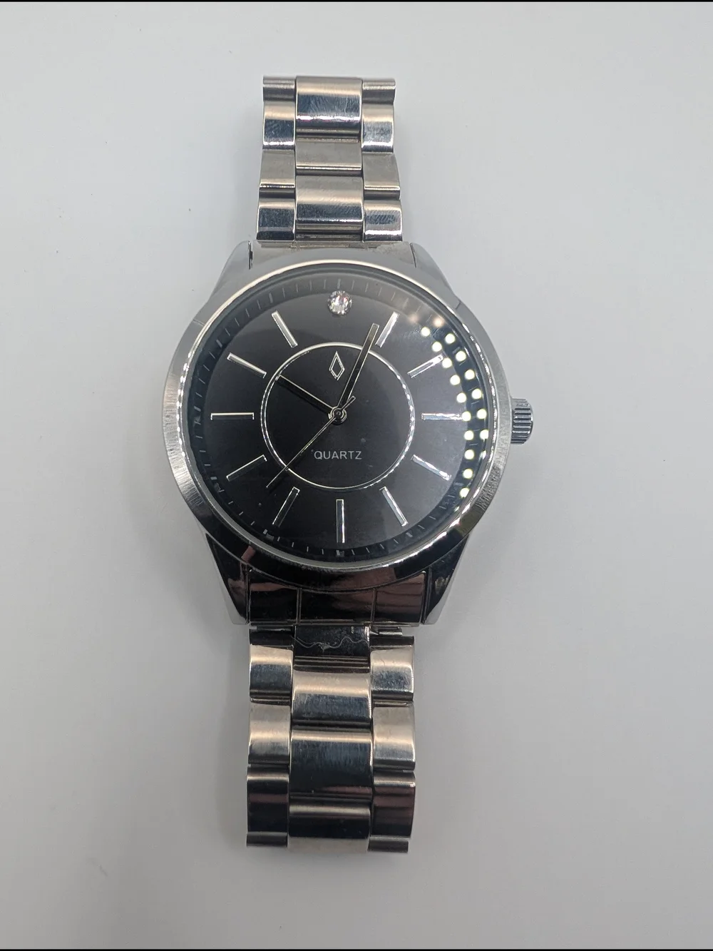 Nic & Syd Classic Apollo Men's Watch Silver Stainless Steel Black Dial Swarovski